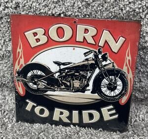 Born To Ride Wall Art Metal Motorcycle Harley Davidson Sign Home Garage Decor